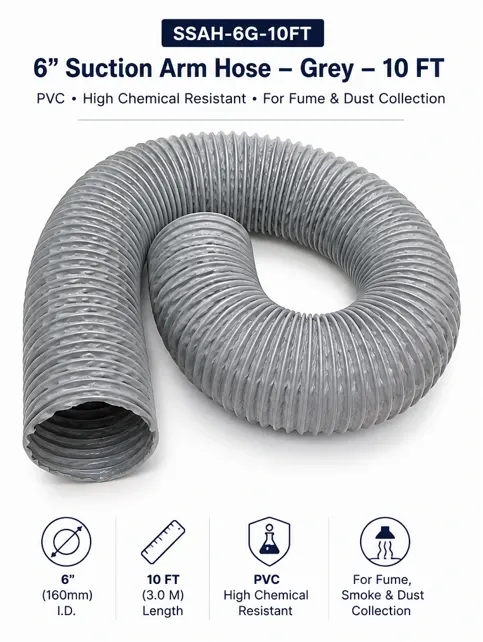 SSAH-6G-10FT – 6" Suction Arm Hose – Grey – 10 FT