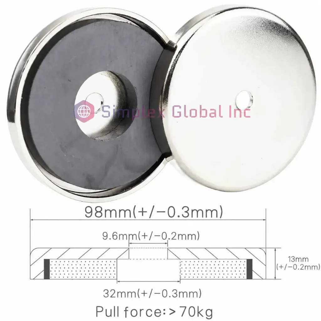 SCM-01 Simplex Chrome Magnet – 98mm Heavy-Duty Magnetic Base