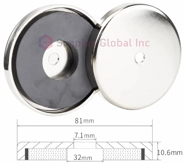 SCM-00 Simplex Chrome Magnet – 81mm Magnetic Mounting Base